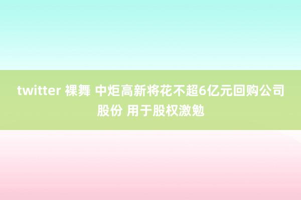 twitter 裸舞 中炬高新将花不超6亿元回购公司股份 用于股权激勉