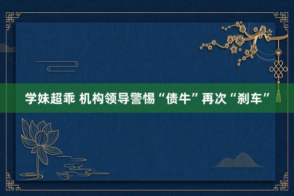 学妹超乖 机构领导警惕“债牛”再次“刹车”