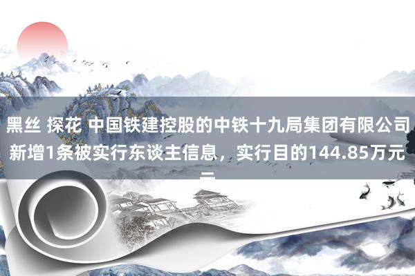 黑丝 探花 中国铁建控股的中铁十九局集团有限公司新增1条被实行东谈主信息，实行目的144.85万元