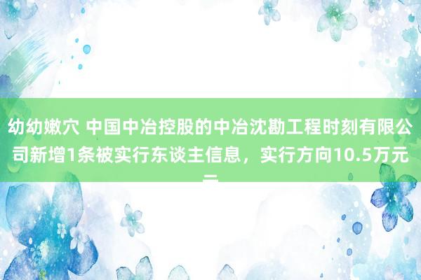 幼幼嫩穴 中国中冶控股的中冶沈勘工程时刻有限公司新增1条被实行东谈主信息，实行方向10.5万元