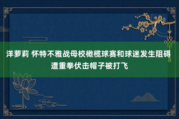 洋萝莉 怀特不雅战母校橄榄球赛和球迷发生阻碍 遭重拳伏击帽子被打飞