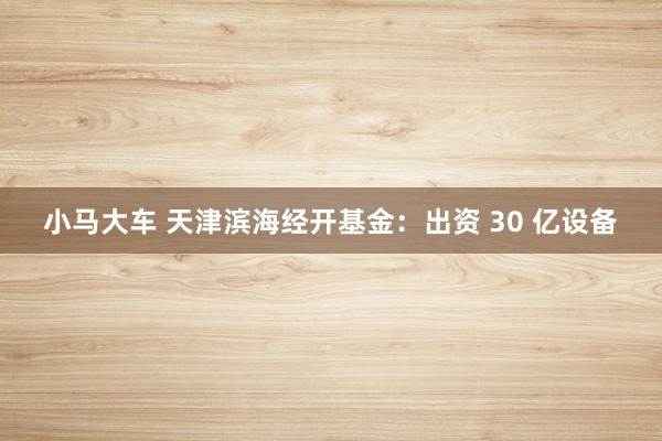 小马大车 天津滨海经开基金：出资 30 亿设备