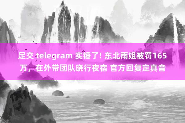 足交 telegram 实锤了! 东北雨姐被罚165万，在外带团队晓行夜宿 官方回复定真音