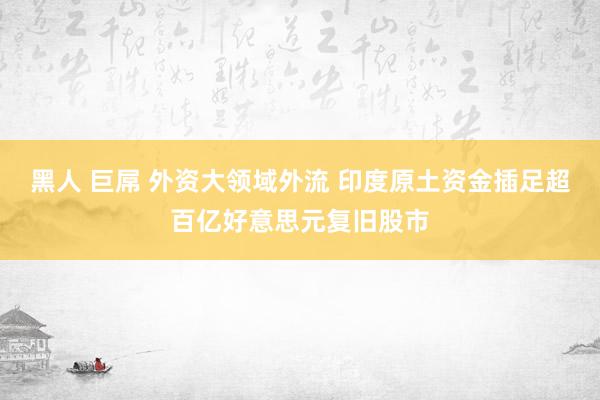 黑人 巨屌 外资大领域外流 印度原土资金插足超百亿好意思元复旧股市