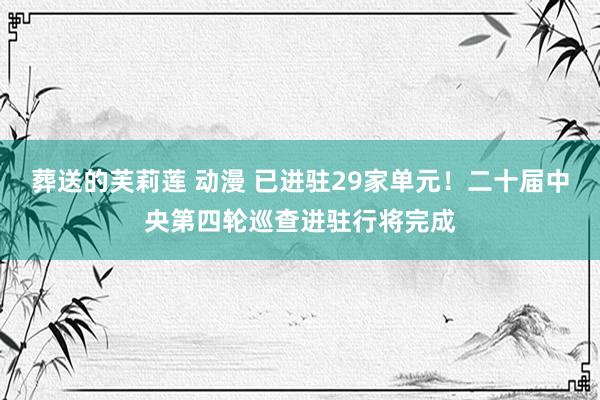 葬送的芙莉莲 动漫 已进驻29家单元！二十届中央第四轮巡查进驻行将完成