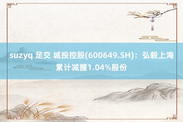 suzyq 足交 城投控股(600649.SH)：弘毅上海累计减握1.04%股份