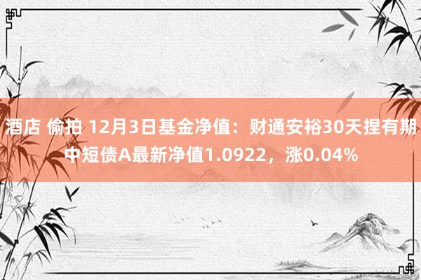 酒店 偷拍 12月3日基金净值：财通安裕30天捏有期中短债A最新净值1.0922，涨0.04%