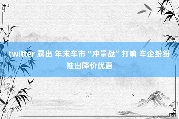 twitter 露出 年末车市“冲量战”打响 车企纷纷推出降价优惠