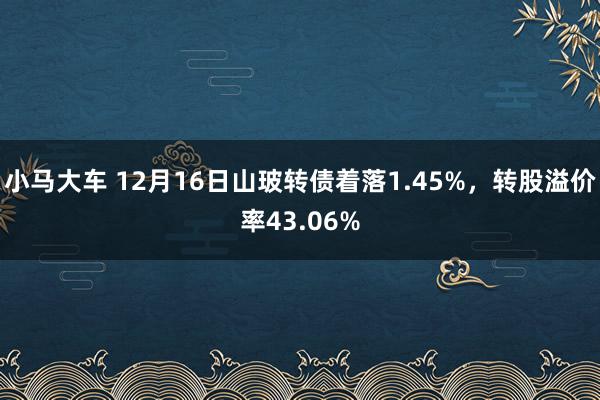 小马大车 12月16日山玻转债着落1.45%，转股溢价率43.06%