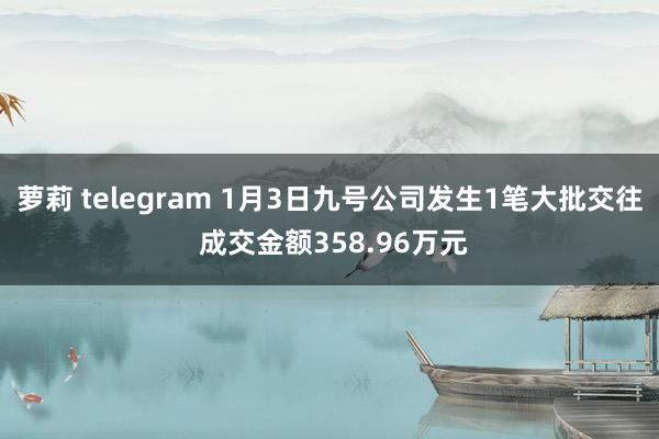 萝莉 telegram 1月3日九号公司发生1笔大批交往 成交金额358.96万元