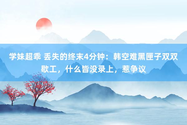 学妹超乖 丢失的终末4分钟：韩空难黑匣子双双歇工，什么皆没录上，惹争议