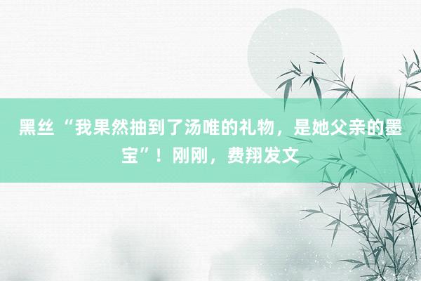 黑丝 “我果然抽到了汤唯的礼物，是她父亲的墨宝”！刚刚，费翔发文