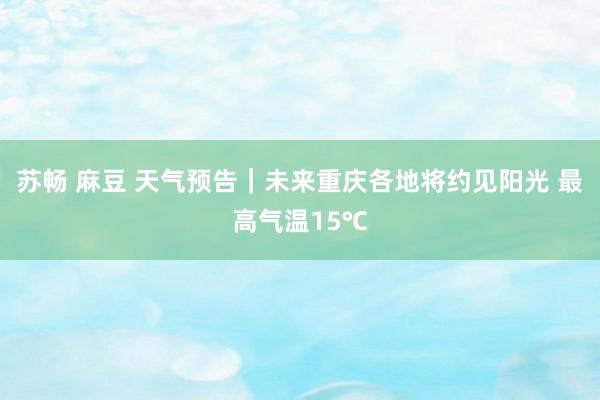 苏畅 麻豆 天气预告｜未来重庆各地将约见阳光 最高气温15℃